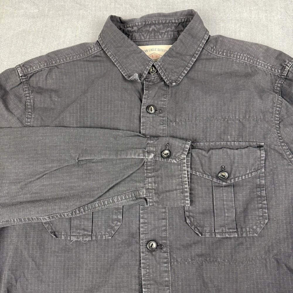 American Eagle Shirt Western Men’s Large Black Vintage Classic Fit Button Cotton
